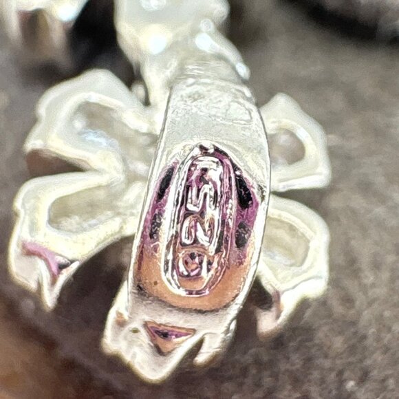 Sterling Silver 925 Snowflake Flower CZ Line Pendant Small Pendant Bail 1.5" L - Picture 7 of 12